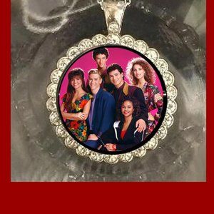 Saved by the Bell Tv show  925 silver rhinestones Bling necklace with gift box